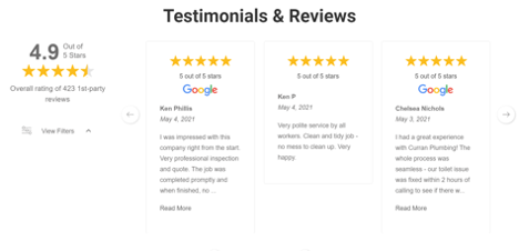 Screenshot of Testimonials