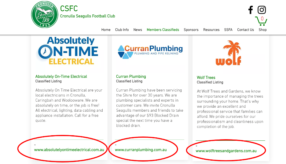 Cronulla Seagulls Football Club Member Classifieds